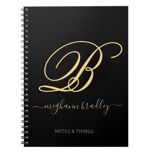 Nom manuscrit Black Gold moderne Carnet (Devant)