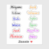 Nom manuscrit coloré | Stickers imperméables (Feuille)