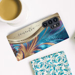 Nom manuscrit Fractal Blue Gold moderne Coque-Mat<br><div class="desc">Cette conception est également disponible sur d'autres modèles de téléphone. Choisissez Type de périphérique pour voir d'autres iPhone, Samsung Galaxy ou coques Google. Certains styles peuvent être modifiés en sélectionnant Style si c'est une option. Cette conception peut être personnalisée dans la zone fournie en modifiant la photo et/ou le texte....</div>