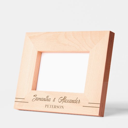Nom Mariage simple Cadre en bois gravé (Gauche)