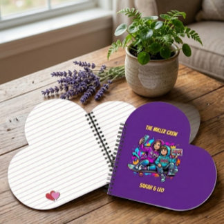 Nom Mère Fils Patineur Cœur Violet Cahier