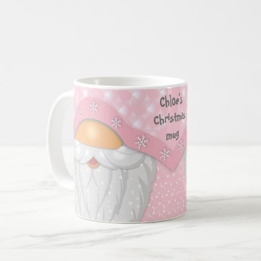 Nom mignon Pink Christmas Gnome Mug (Devant gauche)