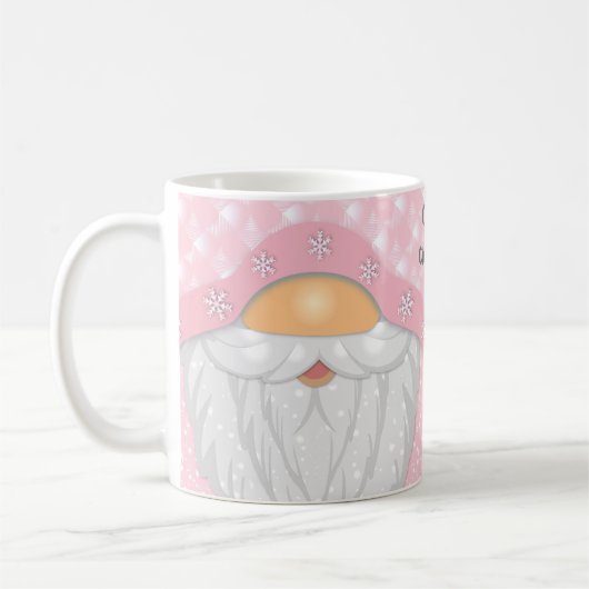 Nom mignon Pink Christmas Gnome Mug (Gauche)