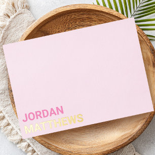 Nom minimal argent or vrai feuille rose carte de n