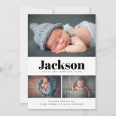 Nom moderne 3 Photo Collage Faire-part de naissanc (Devant)