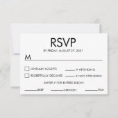 Nom moderne Mariage RSVP Carte de réponse Blanc (Devant)