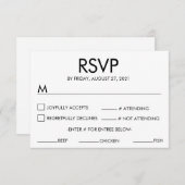 Nom moderne Mariage RSVP Carte de réponse Blanc (Devant / Derrière)