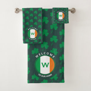 Nom moderne Monogram Irish Flag Shamrock