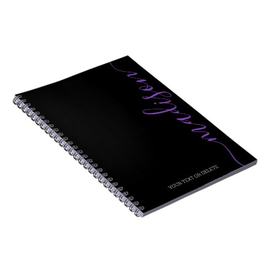 Nom moderne noir violet Monogramme Carnet initial (Côté Droit)