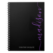 Nom moderne noir violet Monogramme Carnet initial (Devant)