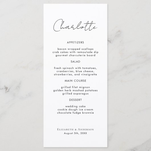 Nom moderne Place Card Carte Mariage Dîner Carte (Devant)