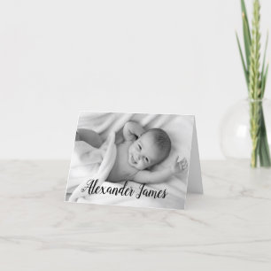 Nom moderne Script Baby Photo faire-part de naissa