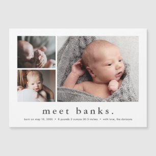 Nom moderne Simple 3 Photo Baby Faire-part de nais