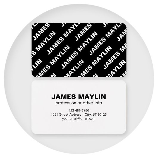 Nom modifiable répété en gras | Blanc noir simple