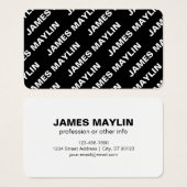 Nom modifiable répété en gras | Blanc noir simple (Devant & derrière)