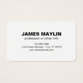 Nom modifiable répété en gras | Blanc noir simple (Dos)