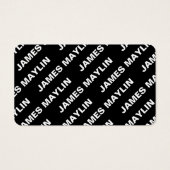 Nom modifiable répété en gras | Blanc noir simple (Devant)