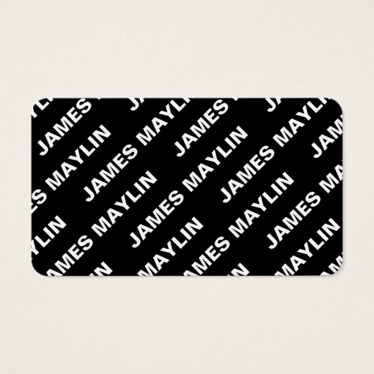 Nom modifiable répété en gras | Blanc noir simple (Devant)