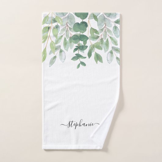 Nom Monogram Eucalyptus Vert (Serviette à main)