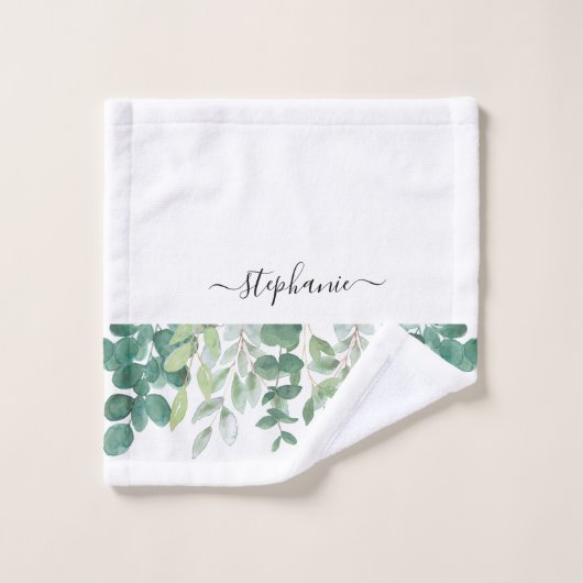 Nom Monogram Eucalyptus Vert (Gant de toilette)