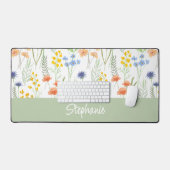 Nom monogramme à fleurs sauvages aquarelle jaune v (Clavier et souris)
