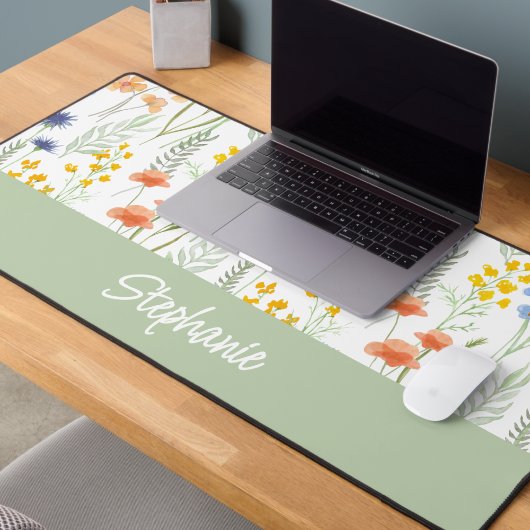 Nom monogramme à fleurs sauvages aquarelle jaune v