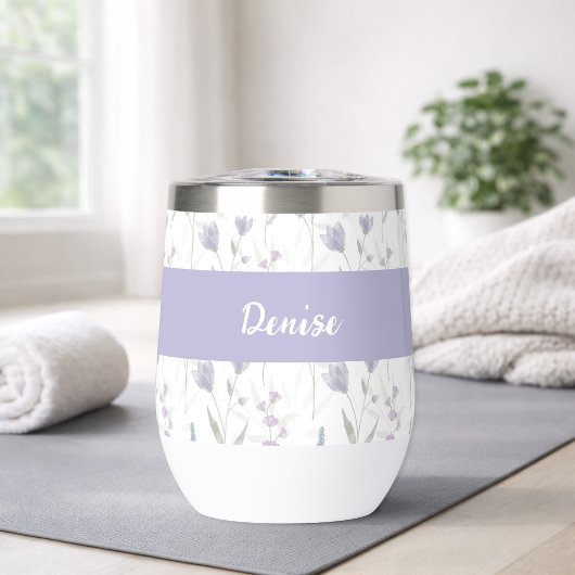 Nom monogramme aquarelle fleur sauvage bleu violet
