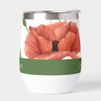Nom monogramme aquarelle fleur sauvage Coquelicot