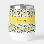 Nom monogramme aquarelle fleur sauvage jaune vert (Avant)