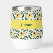Nom monogramme aquarelle fleur sauvage jaune vert (Arrière)