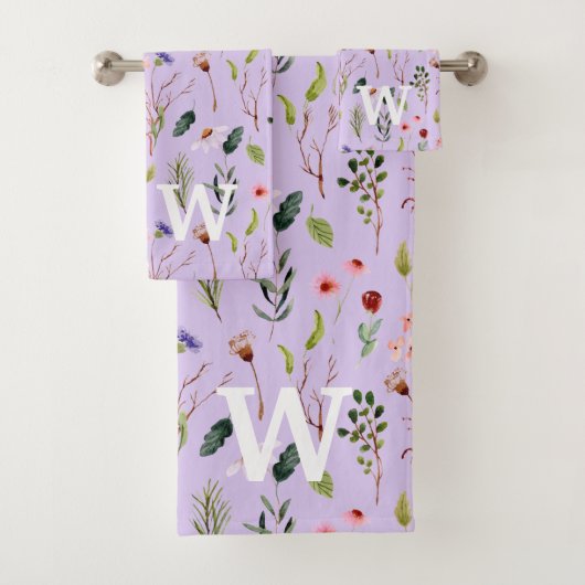 Nom monogramme aquarelle fleur sauvage rose violet (En situation)