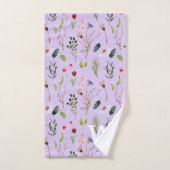 Nom monogramme aquarelle fleur sauvage rose violet (Serviette à main)