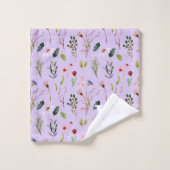 Nom monogramme aquarelle fleur sauvage rose violet (Gant de toilette)