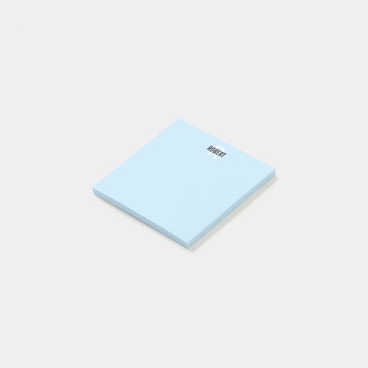 Nom monogramme bleu clair moderne post-it notes (Incliné)