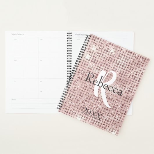 Nom Monogramme Blush rose Diamond Study tendance (Devant avec enveloppe)