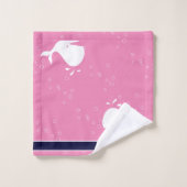Nom monogramme Cartoon Whale Navy Blue Pink (Gant de toilette)