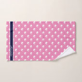 Nom monogramme Cartoon Whale Navy Blue Pink (Serviette à main)