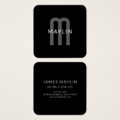 Nom Monogramme d'apparence moderne | Noir gris bla (Devant & derrière)