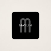 Nom Monogramme d'apparence moderne | Noir gris bla (Devant)