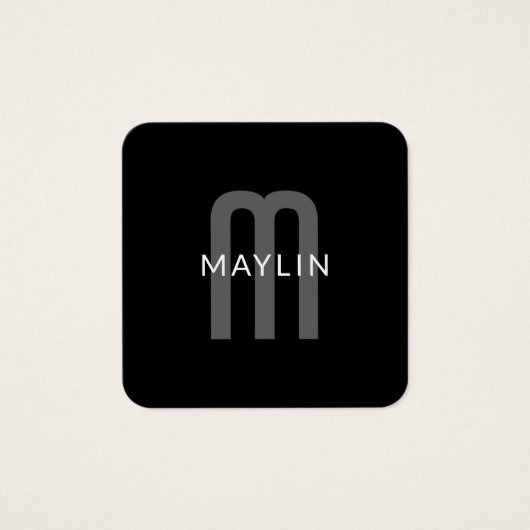 Nom Monogramme d'apparence moderne | Noir gris bla (Devant)