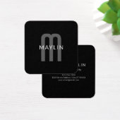 Nom Monogramme d'apparence moderne | Noir gris bla (Bureau)