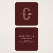 Nom Monogramme d'apparence moderne | Rouge marron (Devant & derrière)