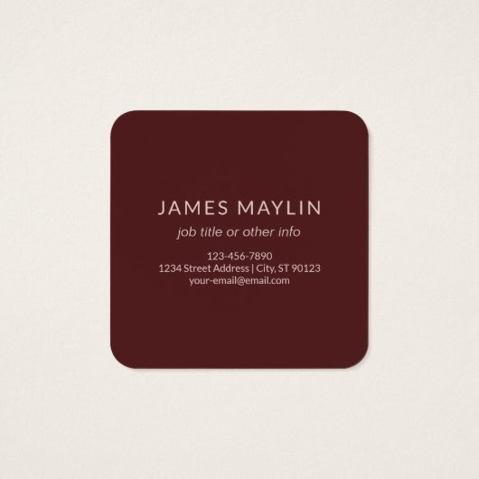 Nom Monogramme d'apparence moderne | Rouge marron (Dos)