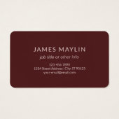 Nom Monogramme d'apparence moderne | Rouge marron (Dos)