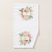 Nom monogramme de la fleur de pivoine (Serviette à main)
