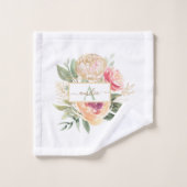 Nom monogramme de la fleur de pivoine (Gant de toilette)