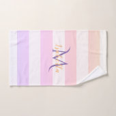 Nom monogramme des bandes violet rose (Serviette à main)