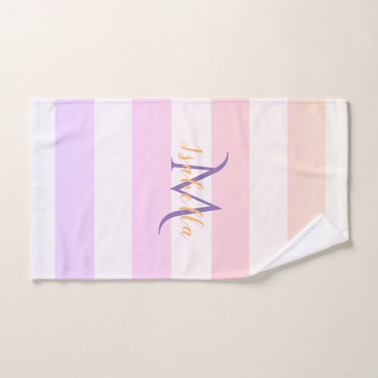 Nom monogramme des bandes violet rose (Serviette à main)