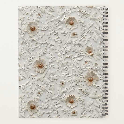 Nom monogramme en cuir à outils à fleurs neutres (Dos)