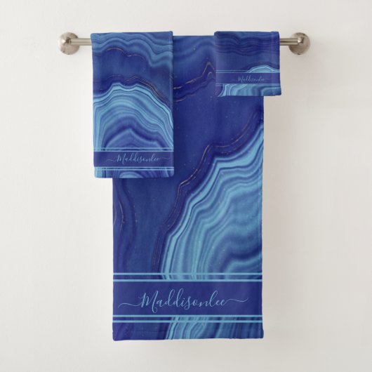 Nom monogramme en marbre bleu Agate (En situation)